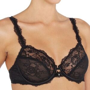 Chantelle Eternelle black full cup leavers lace bra 32D NWT